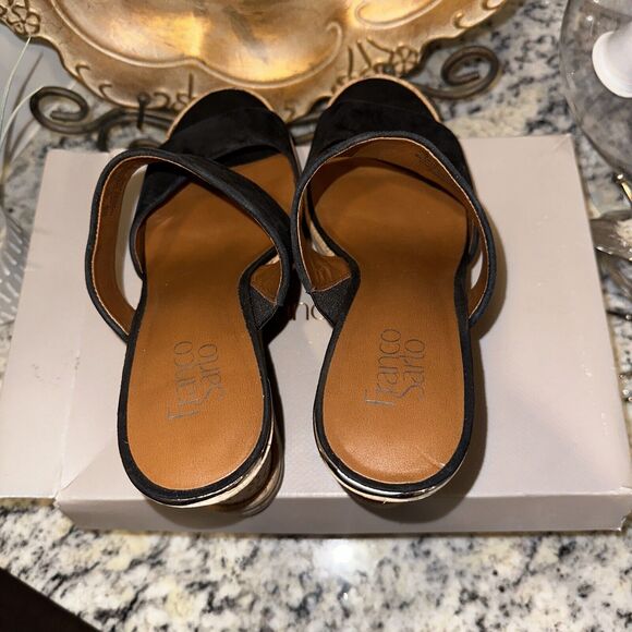 FRANCO SARTO Fiore Black Suede size 11M platforms/sandal cork Sole - Picture 7 of 12
